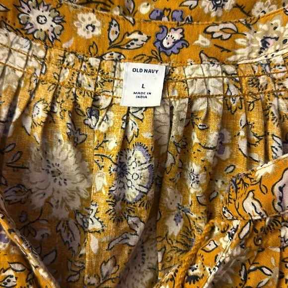 NWOT Old Navy yellow floral peasant split top blouse - Picture 3 of 10
